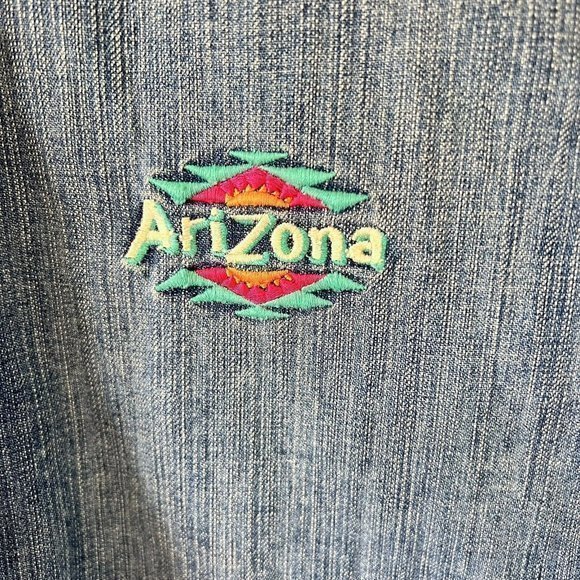 Arizona Beverage Co. Logo Long Sleeve Heavy Denim Shirt Indigo Large HTF Rare - Picture 5 of 6